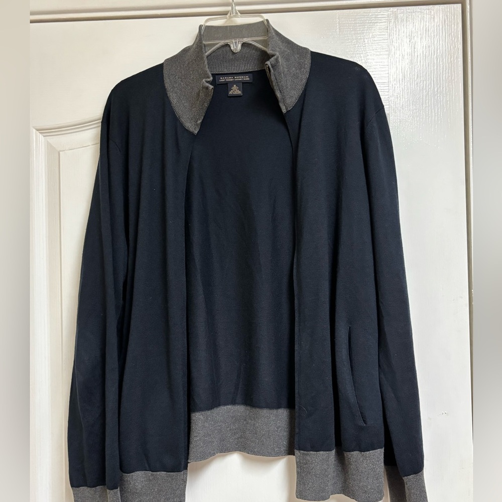 Cashmere silk Cotton Luxury Banana Republic full zip cardigan Medium two tone